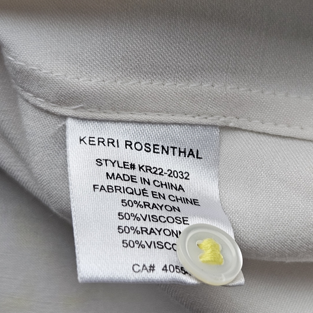 Kerri Rosenthal Silver White Paint Splatter Long Cuff Sleeve Button Down Blouse - Picture 13 of 14